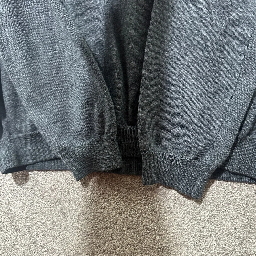 J Crew Pullover V Neck Sweater Men Large Gray 100% Merino Wool‎ Preppy Classic